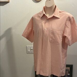 Joseph & Feiss Men's Coral Checkered Button Down Shirt EUC